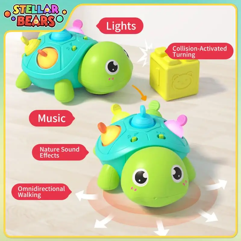 

Детская ползающая черепаха со звуком и подсветкой, успокаивающие детские игрушки, черепаха для предотвращения препятствий, ранние развивающие игрушки для малышей, подарки