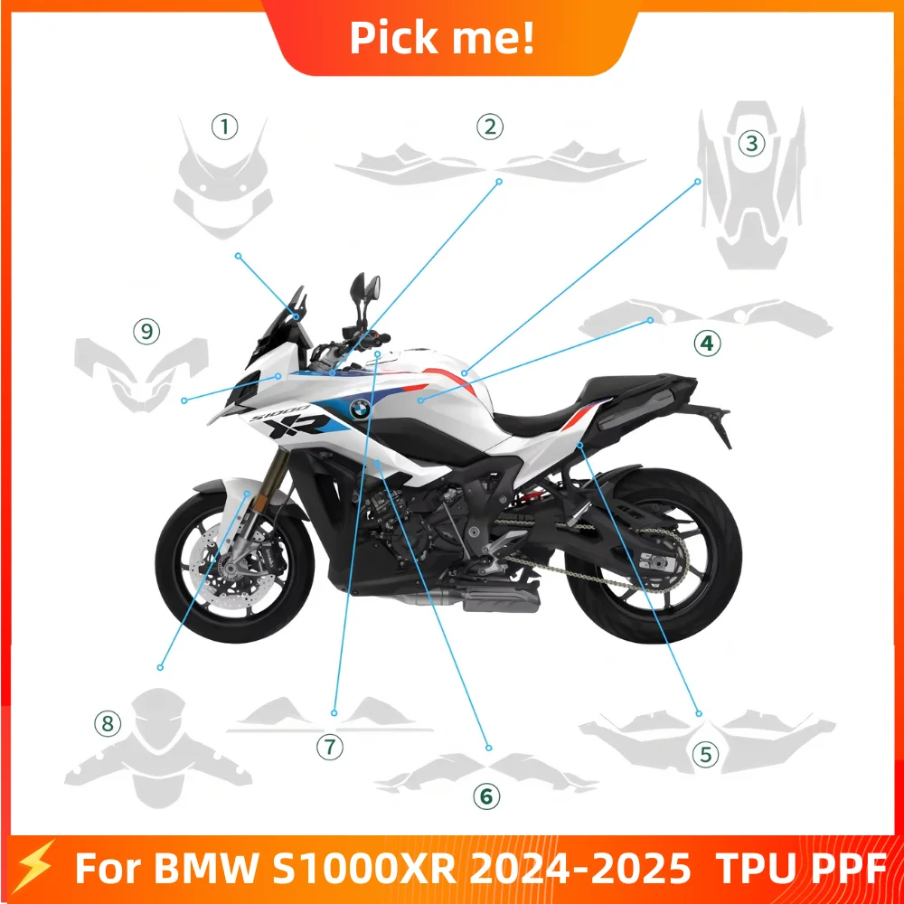 

2025 New!For BMW S1000XR 2025 2024 Transparent TPU PPF UV-Resistant Scratch-Proof Waterproof Motorcycle Decals s1000xr 2025 2024