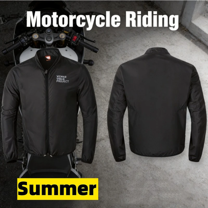 VEMAR Men's Summer Motorcycle Windbreaker, Ultra-Light Thin Windproof Riding Coat, Breathable Casual Commuter Top