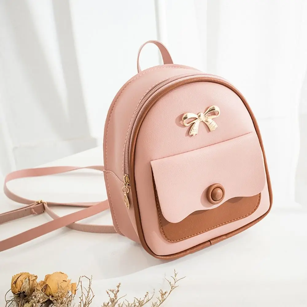 

Fashion PU Leather Women Bow Backpack Graceful Large Capacity Shoulder Bag Handbag Korean Style Small School Bag Daily