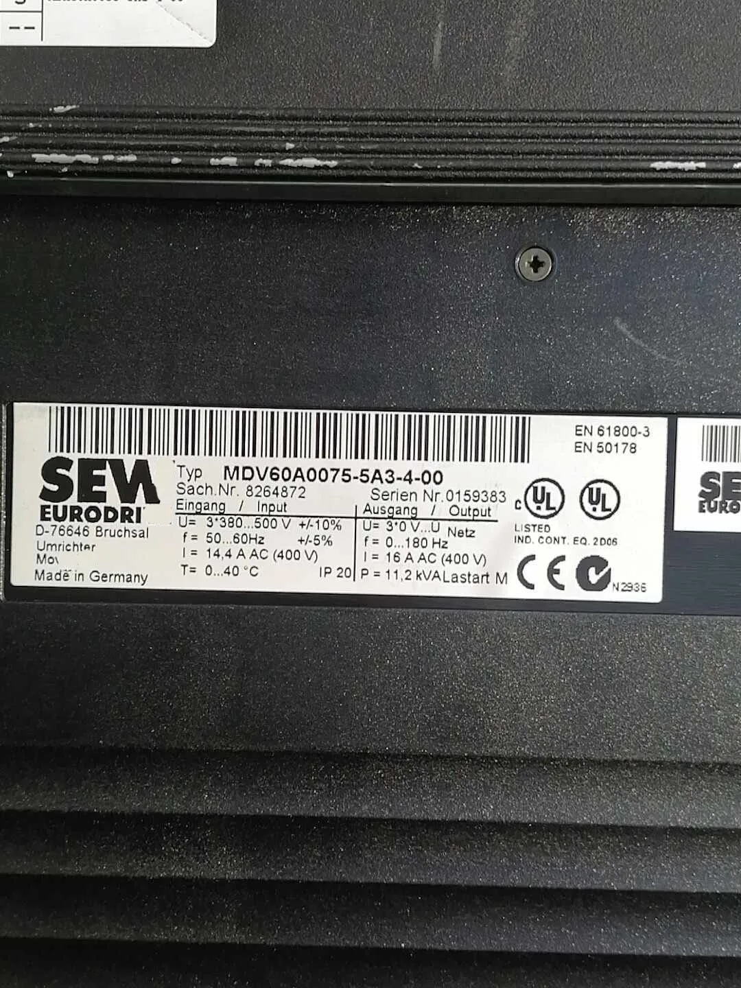 MDV60A0075-5A3-4-00 Inverter for SEW MDV60A0075-5A3-4-00
