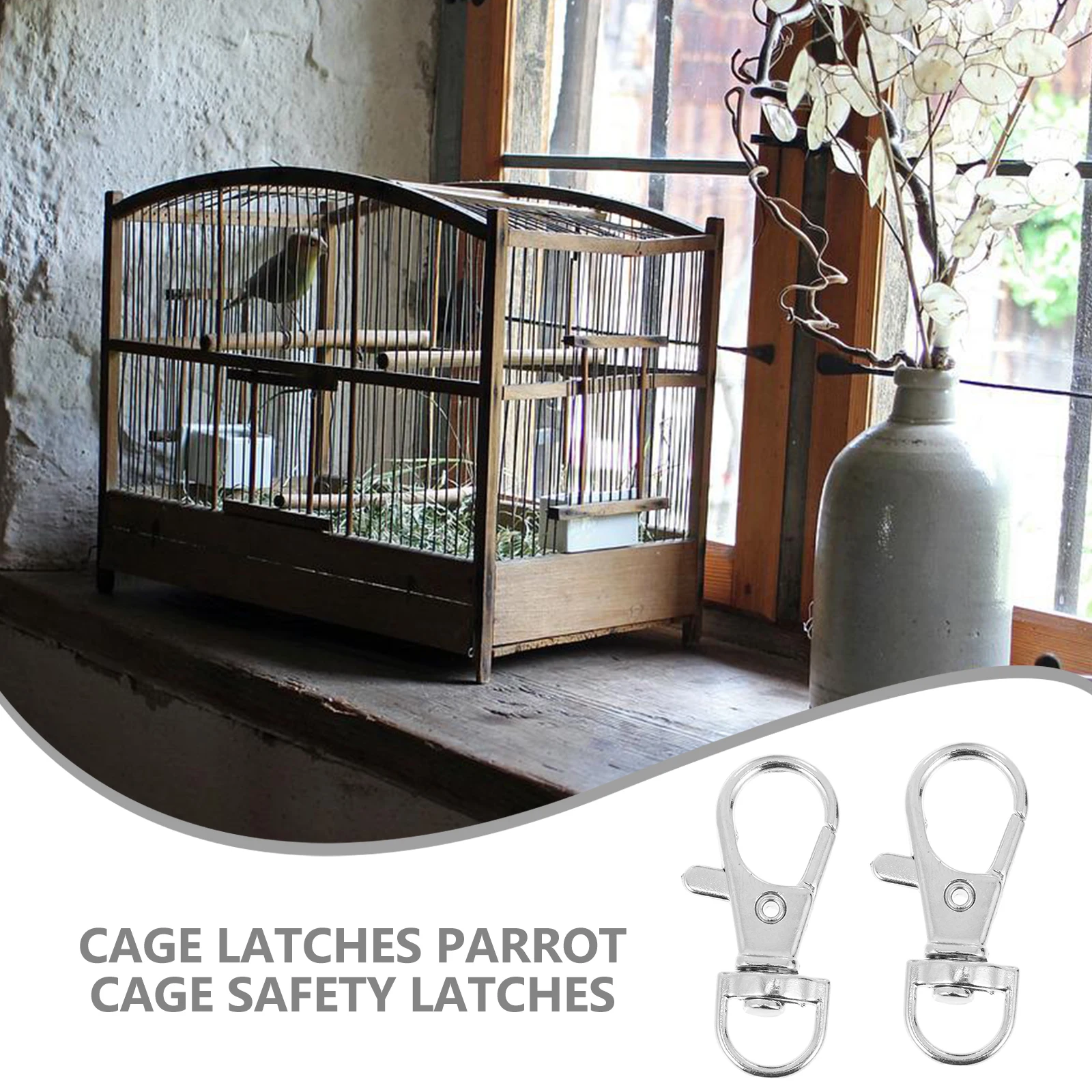

20PCS Cage Door Locks for Bird Parrot Anti Escape Metal Buckles Spring Lobster Clasps Pet Accessories Farm Home Use
