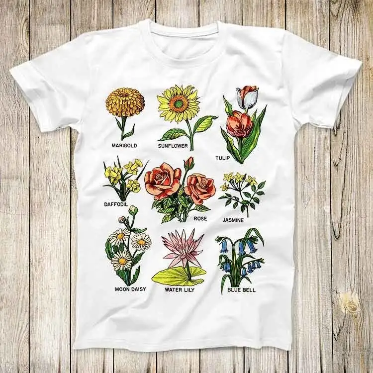 British Wild Flowers Rose Daffodil Sunflower Marigold Jasmine Top T Shirt Best Cute Mens Women 3021