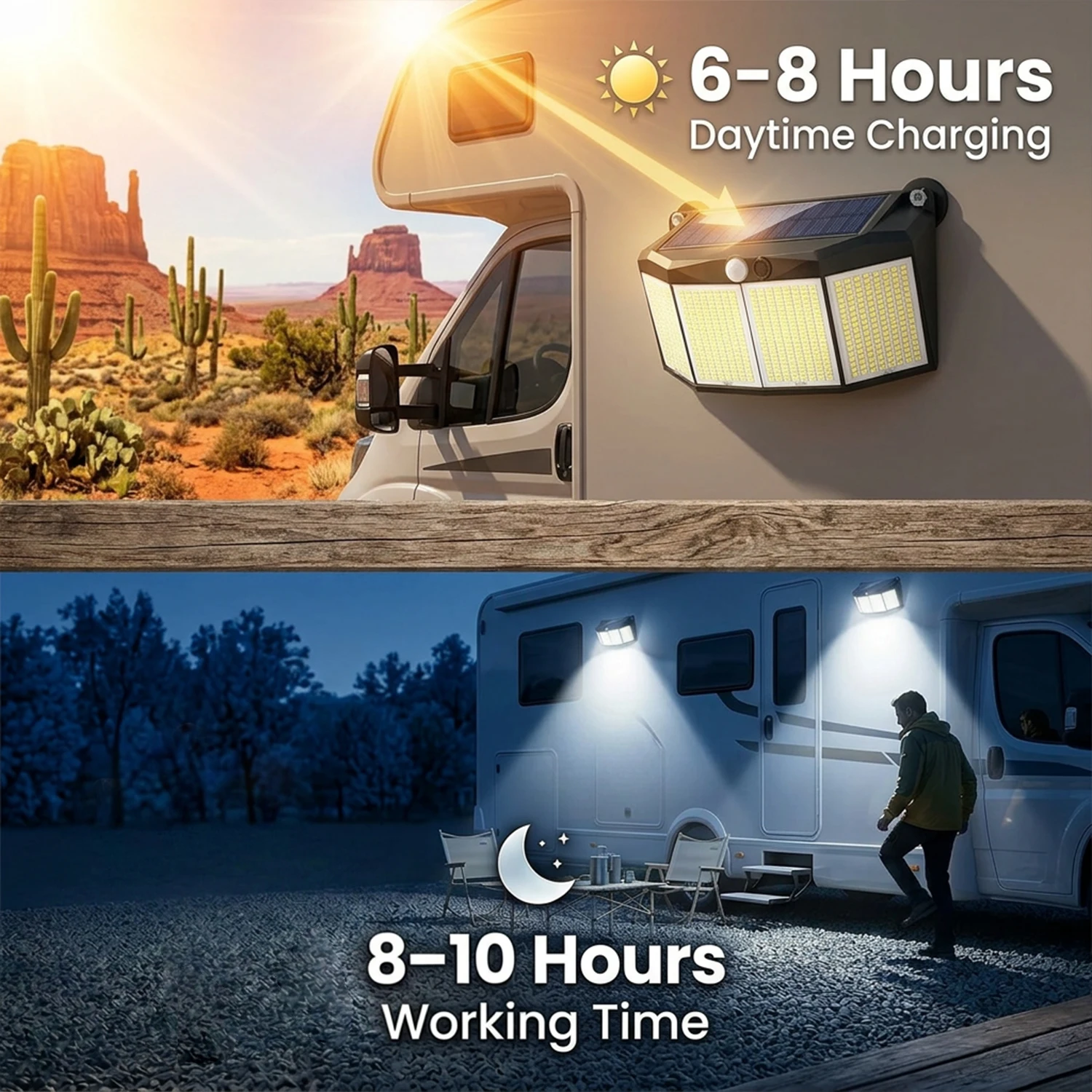 Outdoor Lighting Install - ไฟติดผนัง LED พลังงานแสงอาทิตย์แบบแม่เหล็ก สำหรับรถบ้าน คาราวาน แคมป์ปิ้ง