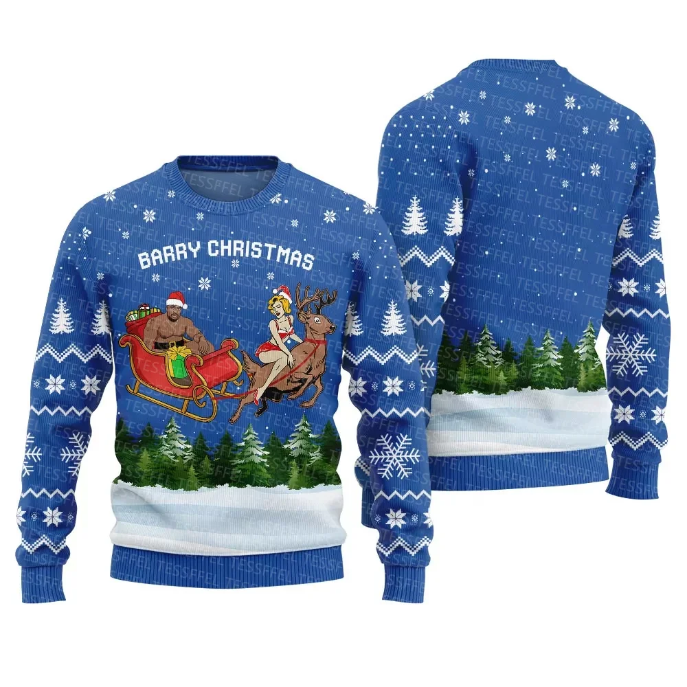 Cosplay Natale Babbo Natale maglione brutto lavorato a maglia Gesù Anime Vintage Graffiti maniche lunghe 3DPrint Pullover invernale Harajuku E