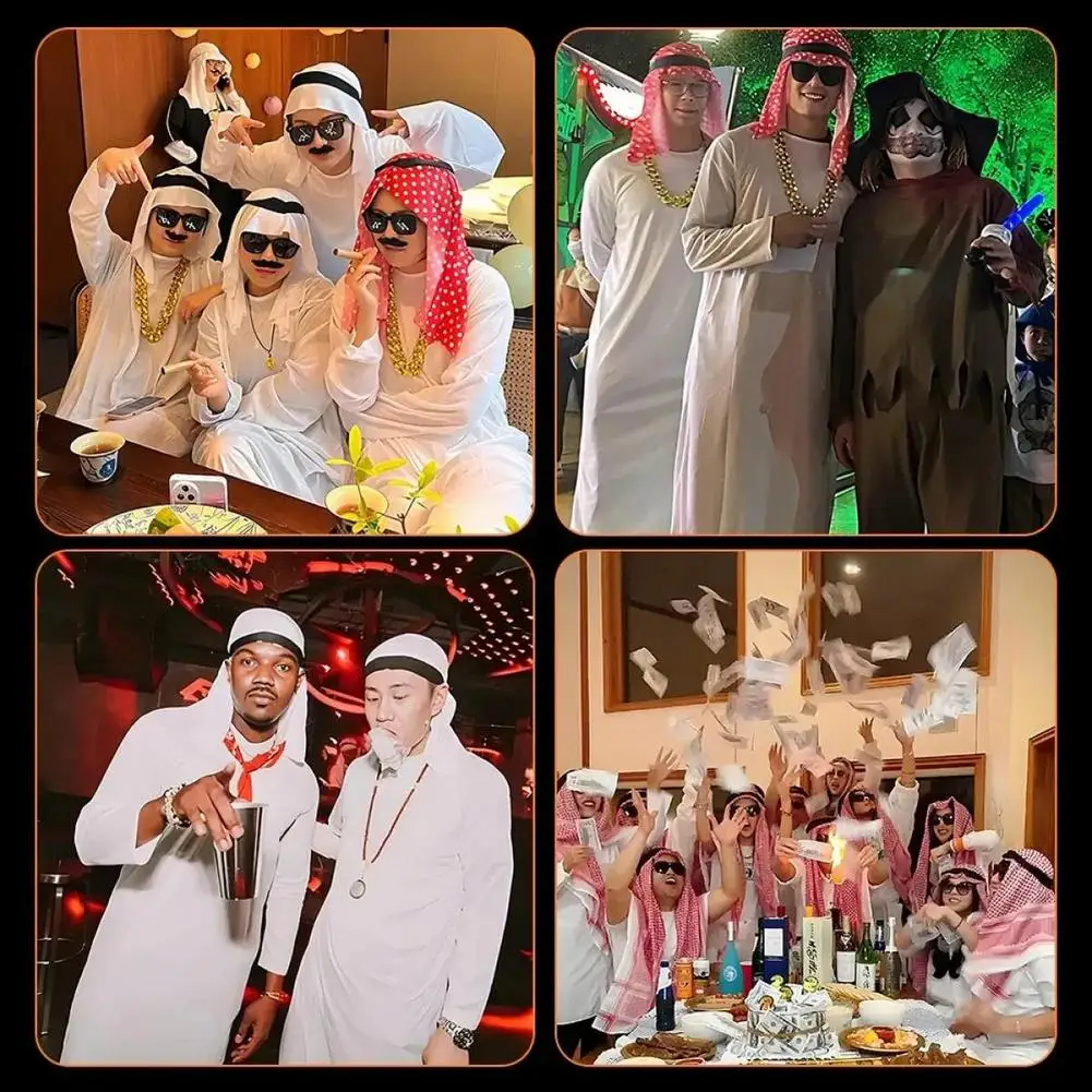 Męska odzież sceniczna dla dorosłych, arabski książę, biała arabska suknia sceniczna, czerwona chusta na głowę, styl Dubai, zachodnia odzież na imprezy handlowe.