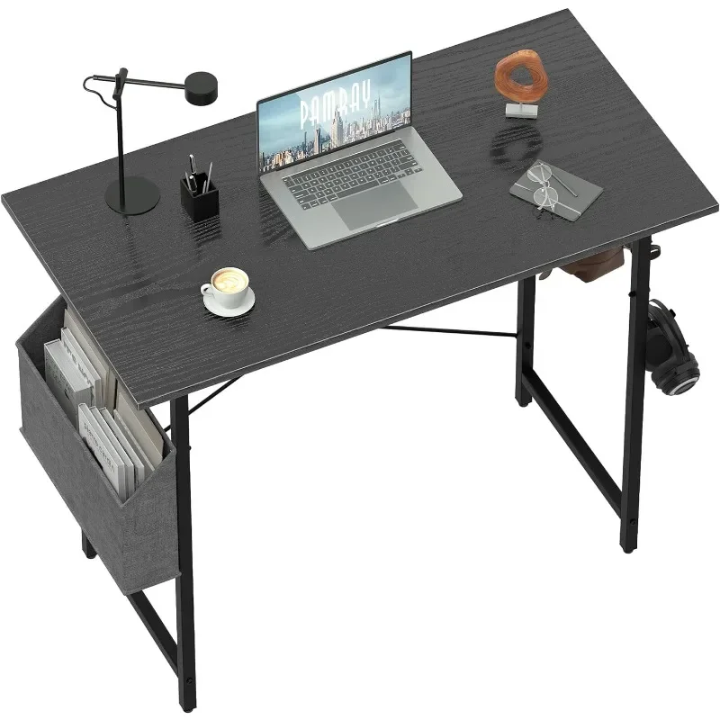 32 Inch Computer Desk for Small Spaces with Storage Bag, Home Office Work Desk with Headphone Hook, Small Office Desk Study