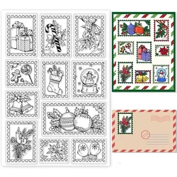 1Sheet Christmas Stamps Silicone Clear Stamp Christmas Gifts Bells Socks Transparent Silicone Gingerbread Man Stamp Rubber Stamp