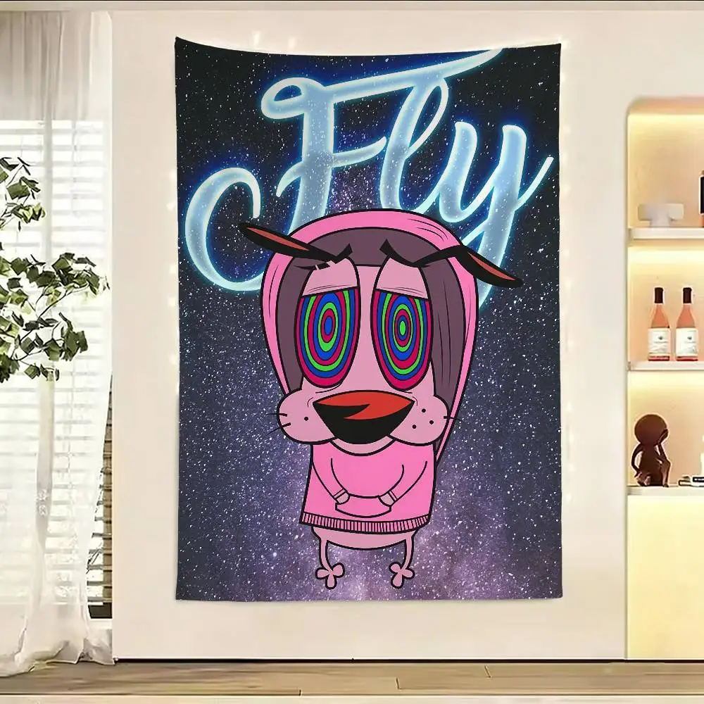 

Courage the C-Cowardly Dog Flags Wall Hanging Background Art Banner for Bedroom Home Outdoor Decor