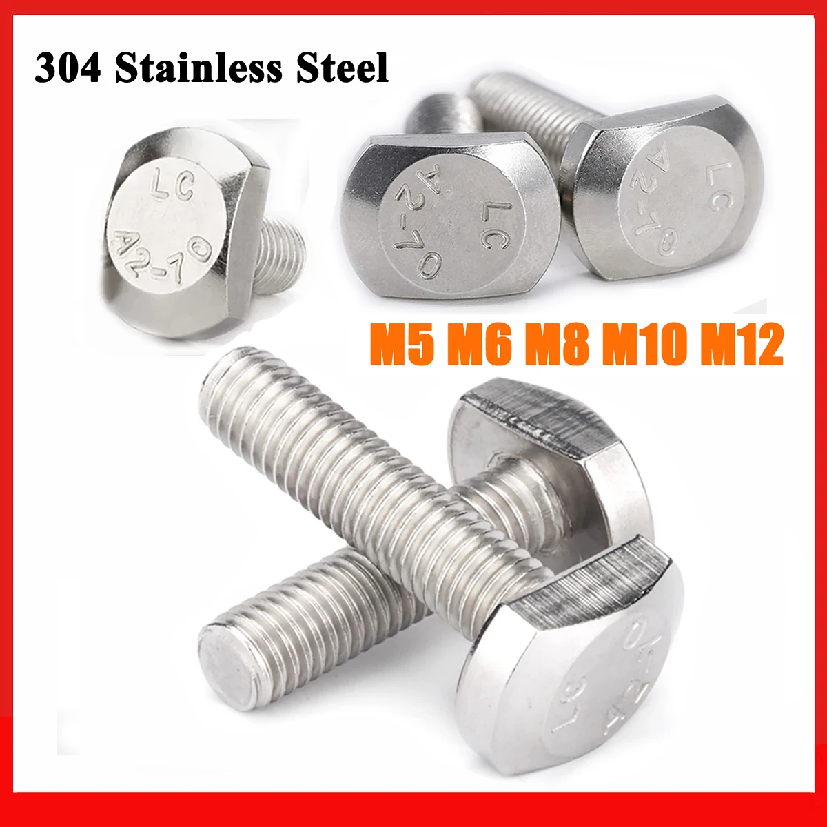 M5 M6 M8 M10 M12 T-Bolt GB37 304 Stainless Steel T Shape T Hammer Head Screw Bolts for T-Slot Chute Rail Miter Track