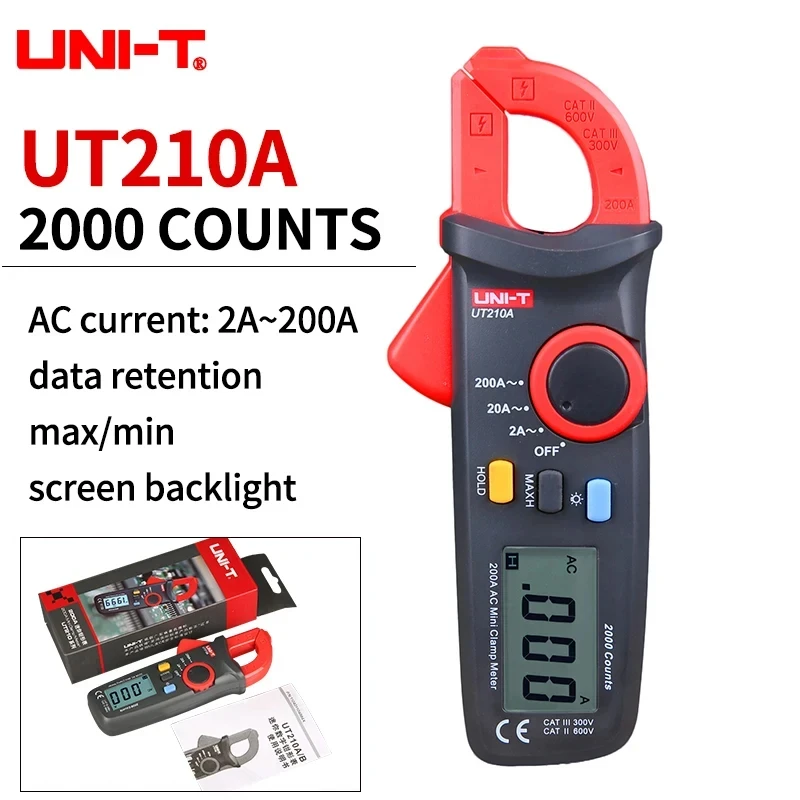 Uni-t UT210E True RMS digitale stroomtang UT210A/B/C/D/E AC/DC stroom/spanning automatisch bereik VFC-condensator Contactloze multimeter
