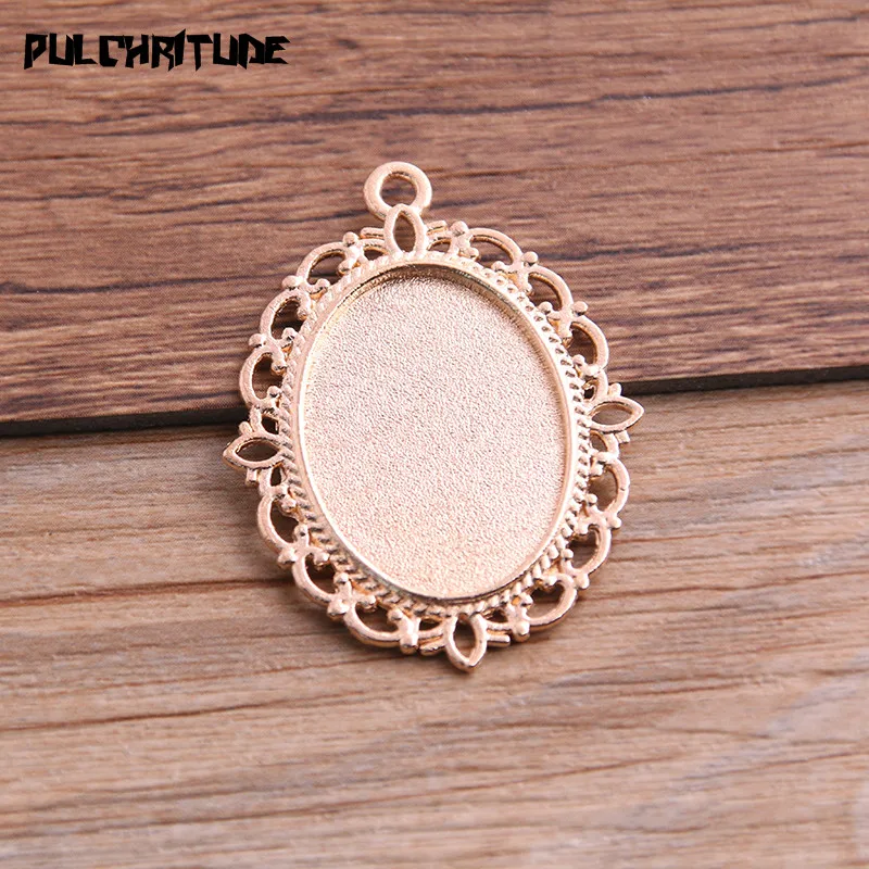 6Pcs 18*25mm Inner Size 9 color Classical Style Oval Cabochon Base Setting Charms Pendant For Diy Jewelry Making