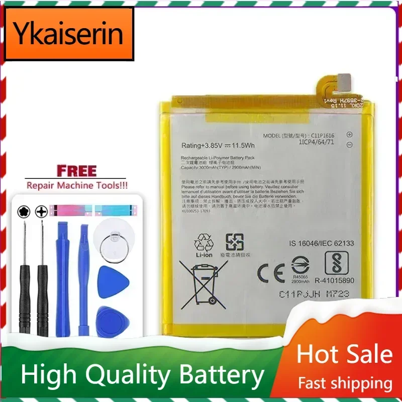 3000mAh /11.5 Wh 3.85V C11P1616 Replacement Battery for ASUS A006 V520KL ZenFone V Li-polymer Batteries + Repair Tools Kit