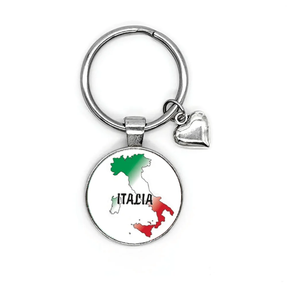 1Pc Italia Map Heart Charm Keychains For Men Women