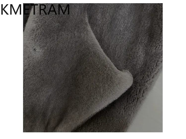 KMETRAM 100% chaqueta de piel de visón entera para mujer, abrigo de piel de visón auténtica de longitud media de alta calidad, ropa de invierno con capucha para mujer 2026 Fourrure