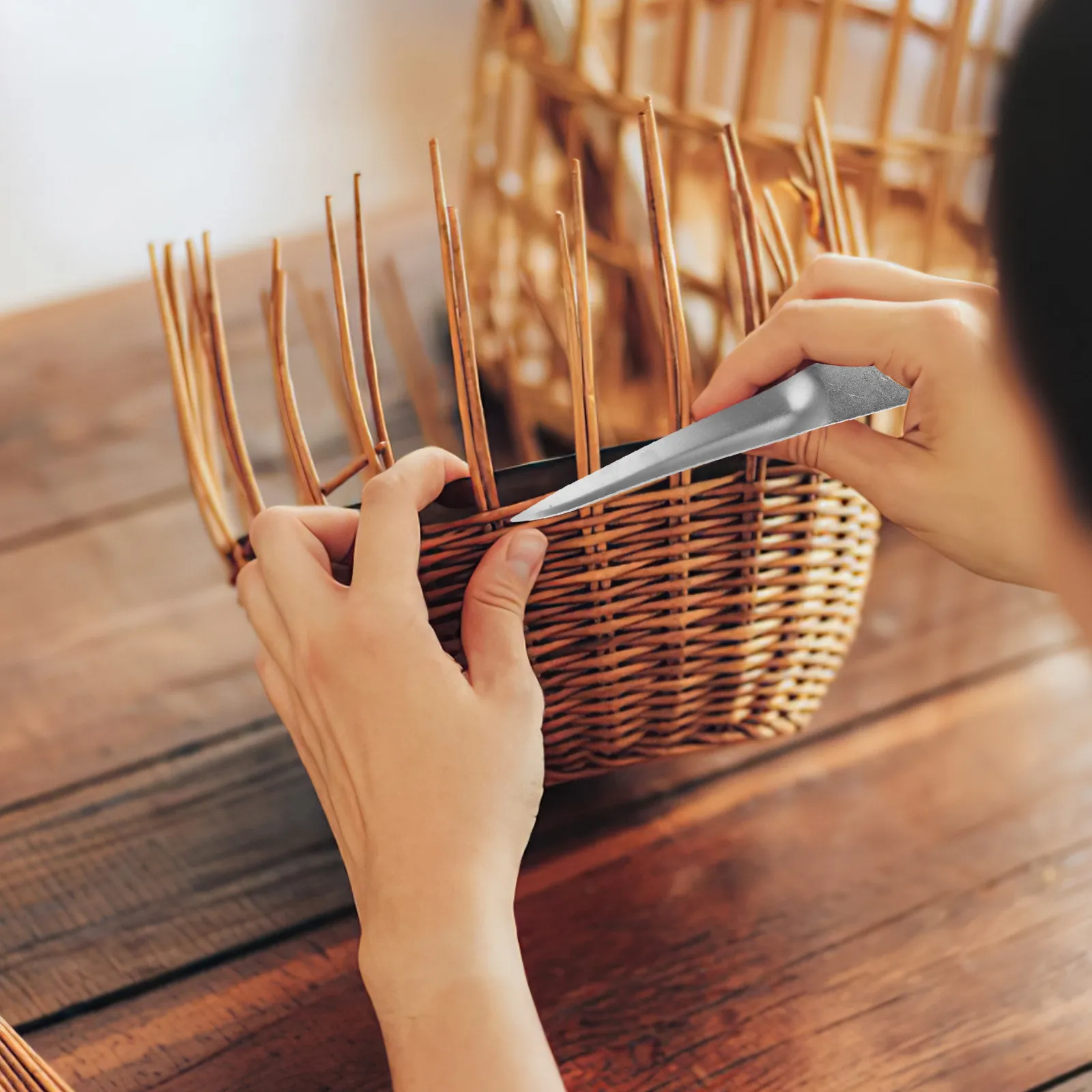 Premium Stainless Steel Rattan Repair Tool Wicker Basket Weaving Kit Pry Bar for Furniture Repair Tapered Design Easy Vine view 5
