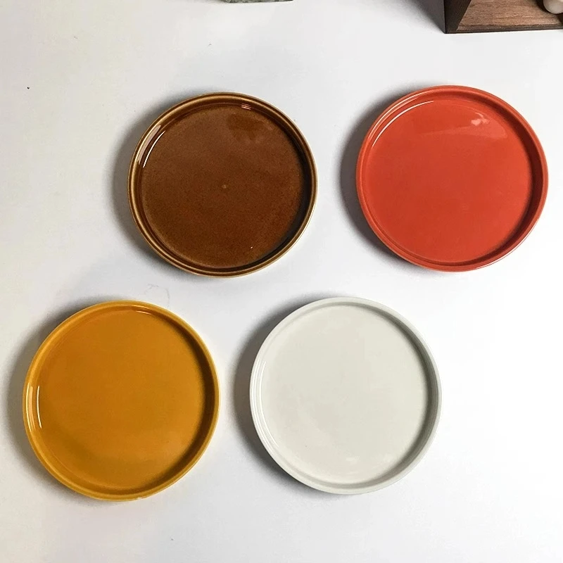 Korean Ins Style Ceramic Dishes Simple Style Salad Western Plate Dessert Plates Fruit Cafe Tray Restaurant Kitchen Accessories