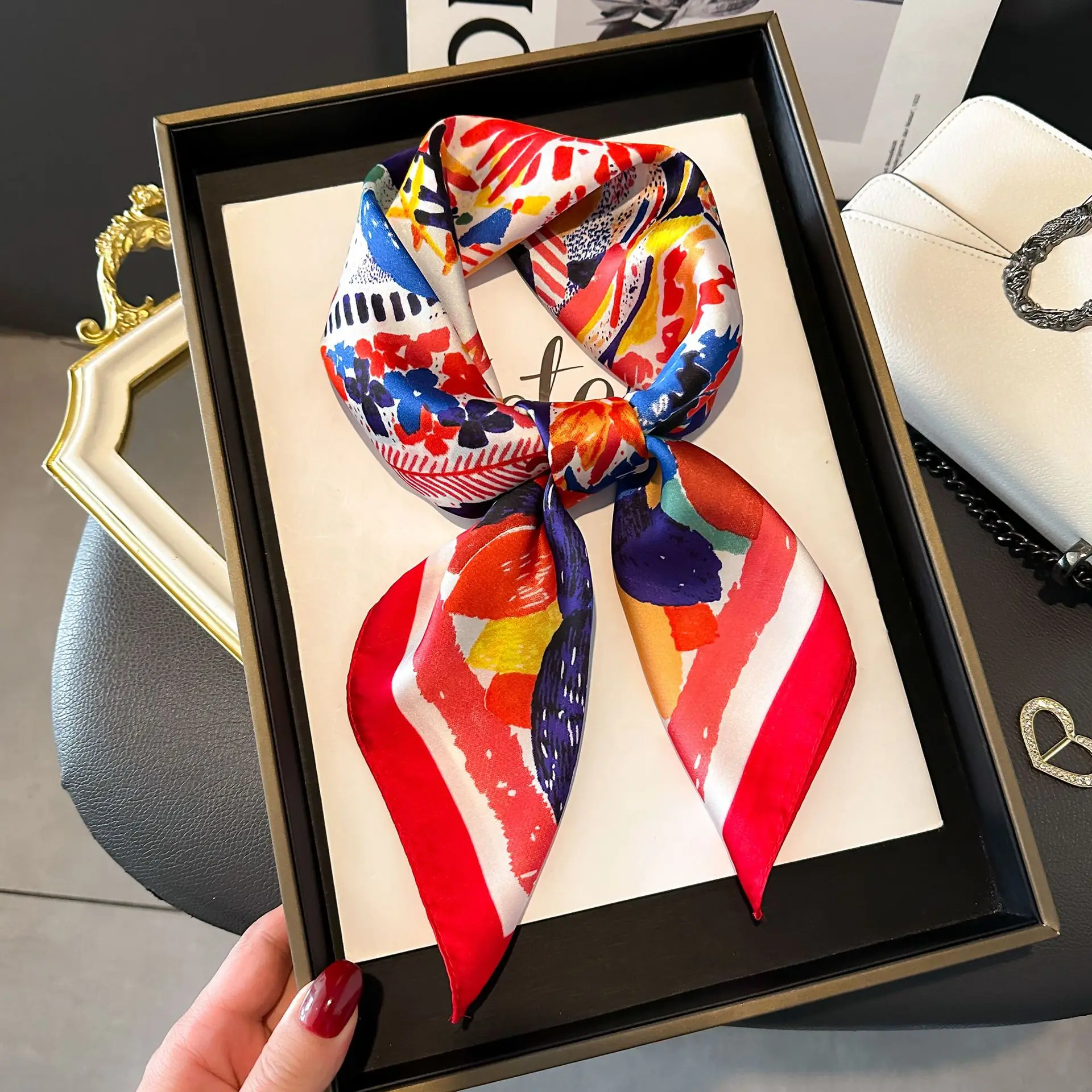 Luxury Horse Pattern Silk Scarf 2