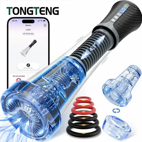 Male Masturbator Penis Pump Enlarger Transparent Visual Male Sex Toys for Men APP Control Vibrating Vacuum Suction Glans Trainer