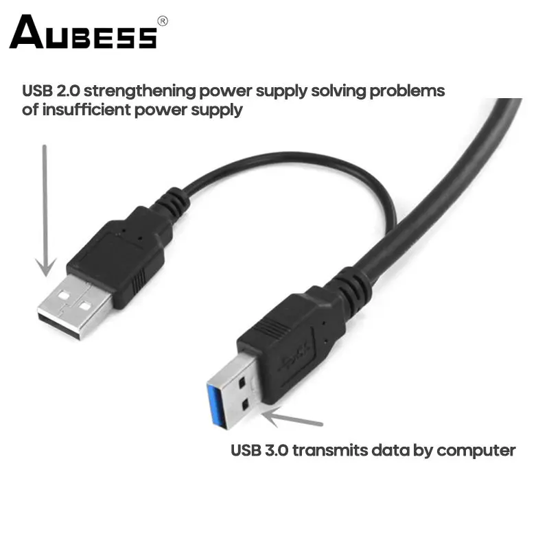 Low-latency Usb3.0 Micro-b Mobile Hard Disk Cable Plug And Play Hhd Hard Disk Drive Adapter Dual Usb Interface High-speed