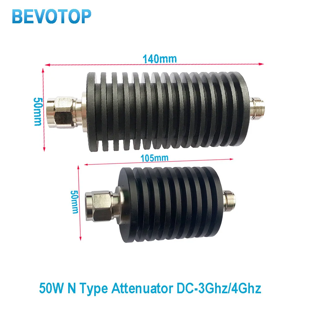 50W N Type Attenuator DC-3Ghz/4Ghz 1/2/3/5/6/10/15/20/30/40/60db N Male Plug to Female Jack RF coaxial Power Connector 2 Types