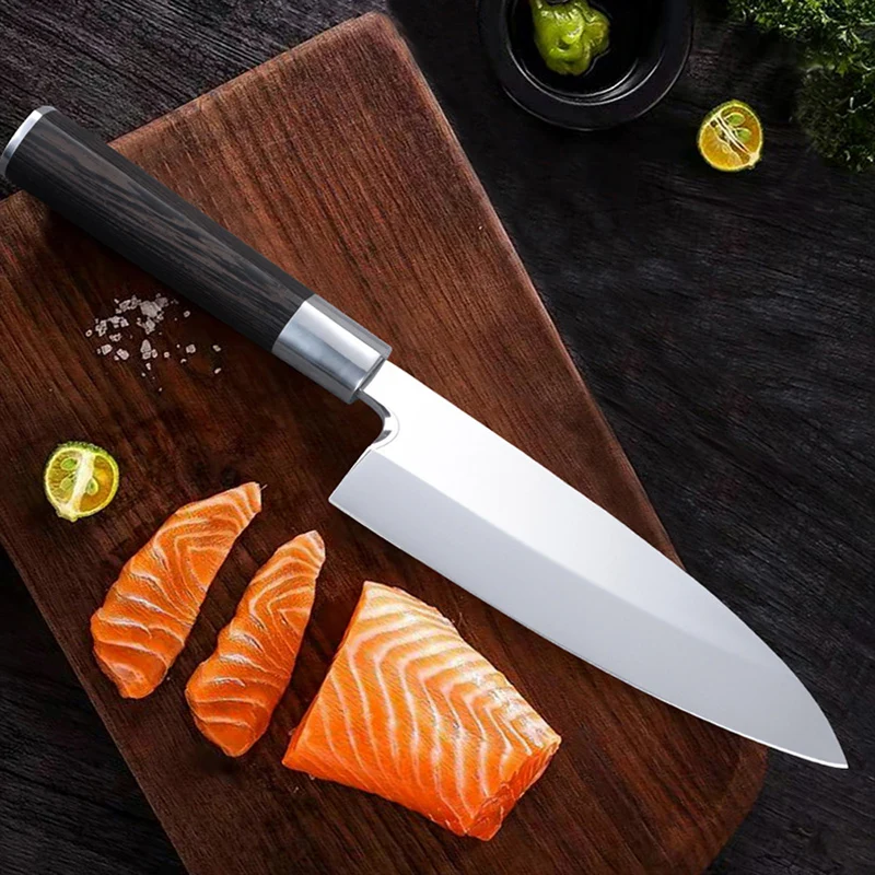 

7 Inch Deba Knife Single-edged Blade 7Cr13MoV Stainless Steel Wenge Handle Chef Slicing Sushi Cleaver Sashimi Kitchen Knives