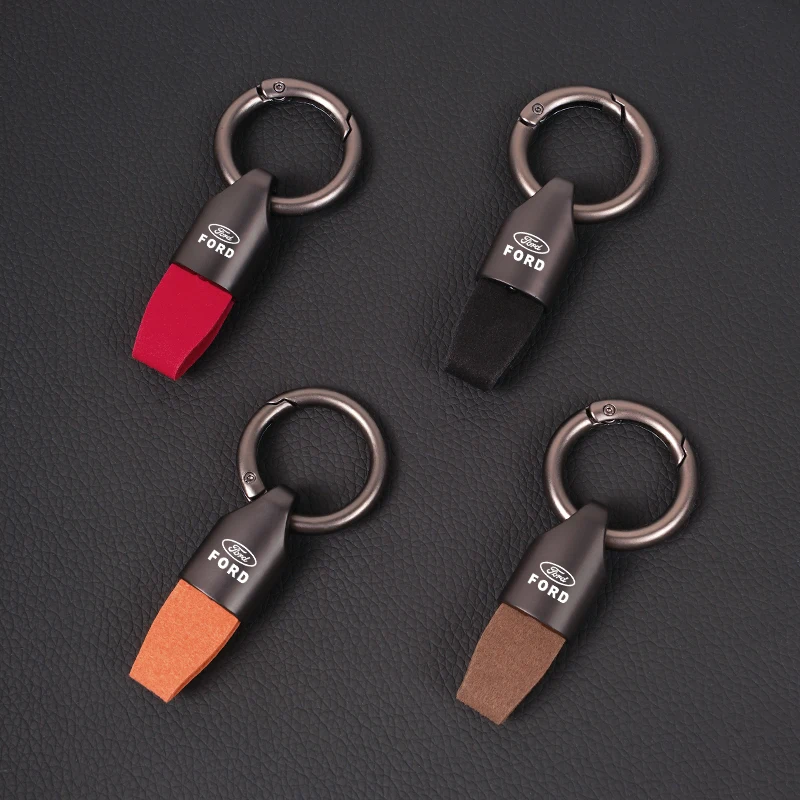 Car Logo Keychain High Quality Leather Key Ring Holder Accessories For Ford Focus 2 3 Mondeo Kuga Fiesta MK7 Escort Edge C-Max