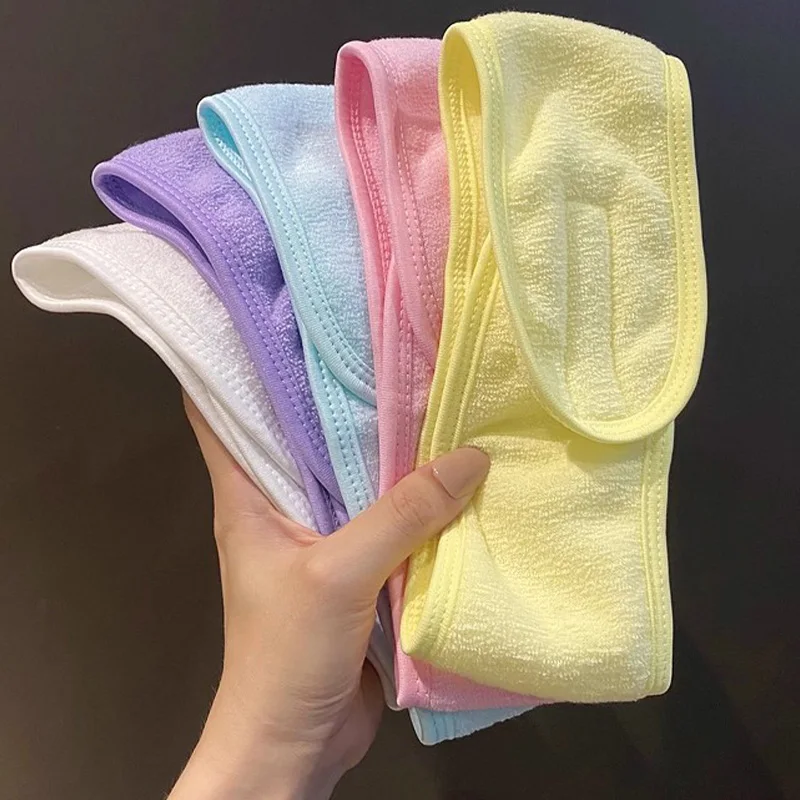 5 قطعة سبا الوجه عقال النساء غسل الوجه يشكلون دش التفاف رئيس تيري القماش رباط شعر منشفة قابل للتعديل حمام الرياضة أغطية الرأس