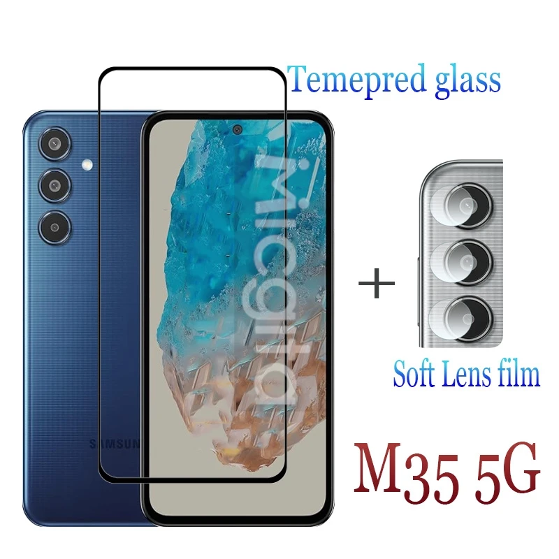 

Full Glue For Samsung galaxy M35 5G Screen protector 9H Hardness SM-M356B Anti-Scratch M35 5G Soft fiber Camera film