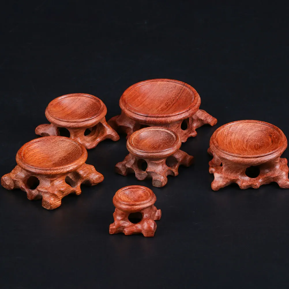

2pcs Solid Wood Redwood Wooden Stand For Glass Holder Vintage Santos Rosewood Random Hotel Store Decor
