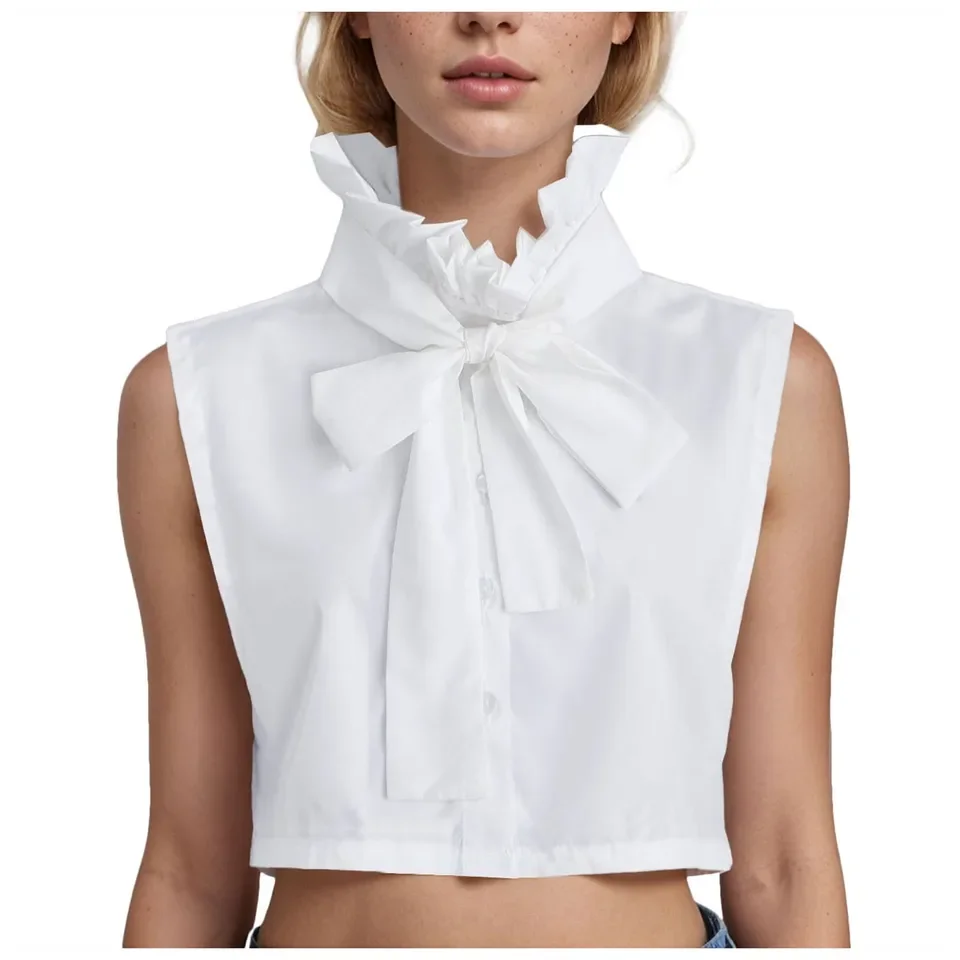 

Vintage Lapel Collar Female Tie-Up Bowknot Stand Neck Detachable Shirt False Collar Women Lapel Top Clothing Accessories
