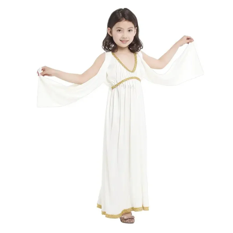 Ancient Greek Goddess Cosplay para Crianças, Athena, Roman Grecian, Toga Dress, Purim, Dia das Bruxas, Semana do Livro, Festa, Criança, Meninas