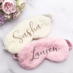 Personalized Rabbit Hair Eye Mask for Sleeping Customized Sleep Mask Bachelorette Party Gifts Sleep Masks Fur Cozy Bachelorette