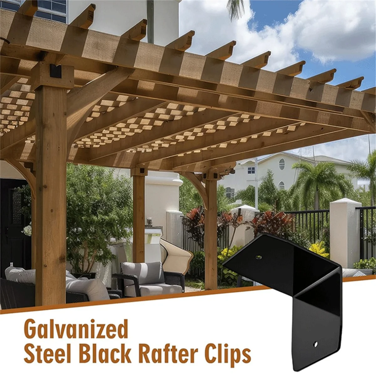 

SSR 12 Pcs Black Pergola Hardware Rafter Clips Rafter Brackets for Lumber Pergola, Timber Beam, Ceiling Joist A