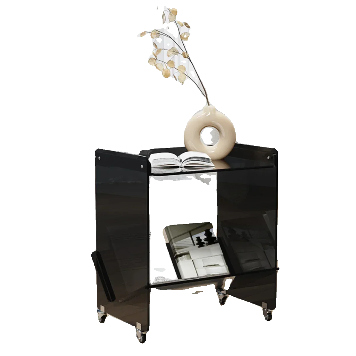 Tavolino mobile creativo in acrilico trasparente, carrello portaoggetti, divano, armadietto laterale, tavolo ad angolo, portaoggetti, lato camera da letto