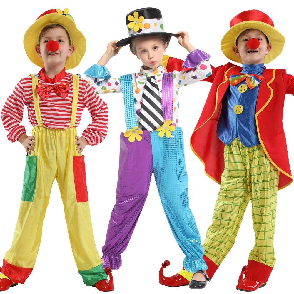 

Halloween Children Clown Cosplay Costume Carnival Performance Party Boys and Girls Stage Performance Excluding Shoes Nose