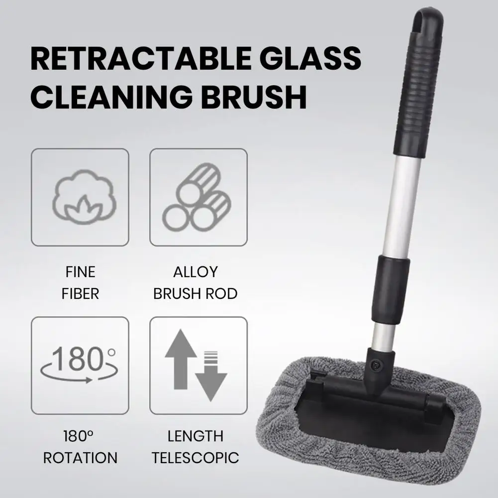 

Retractable Handle Range Brush Brush with Microfiber Cloth Cover Car Windshield Brush Retractable Handle 180° Rotating Head 2