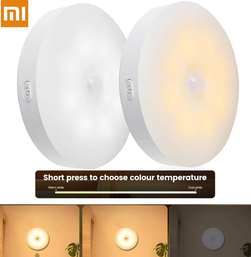 

Xiaomi LED Night Light With Motion Sensor USB Rechargeable With 1000mAh Battery Touch Dimmable For Kitchen Cabinet Closet Light