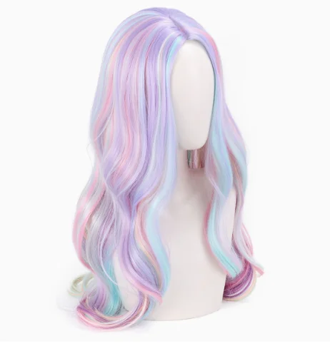 Grey Wig With Pink Long Body Wave T Part Lace Front 100%  Hair Wig Glueless