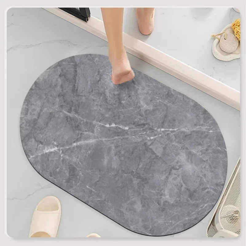 

Minimalist Marble-Patterned Floor MATS, Grey-Toned Bathroom Decorative Floor MATS, Water-Absorbing Floor MATS For Shower Rooms