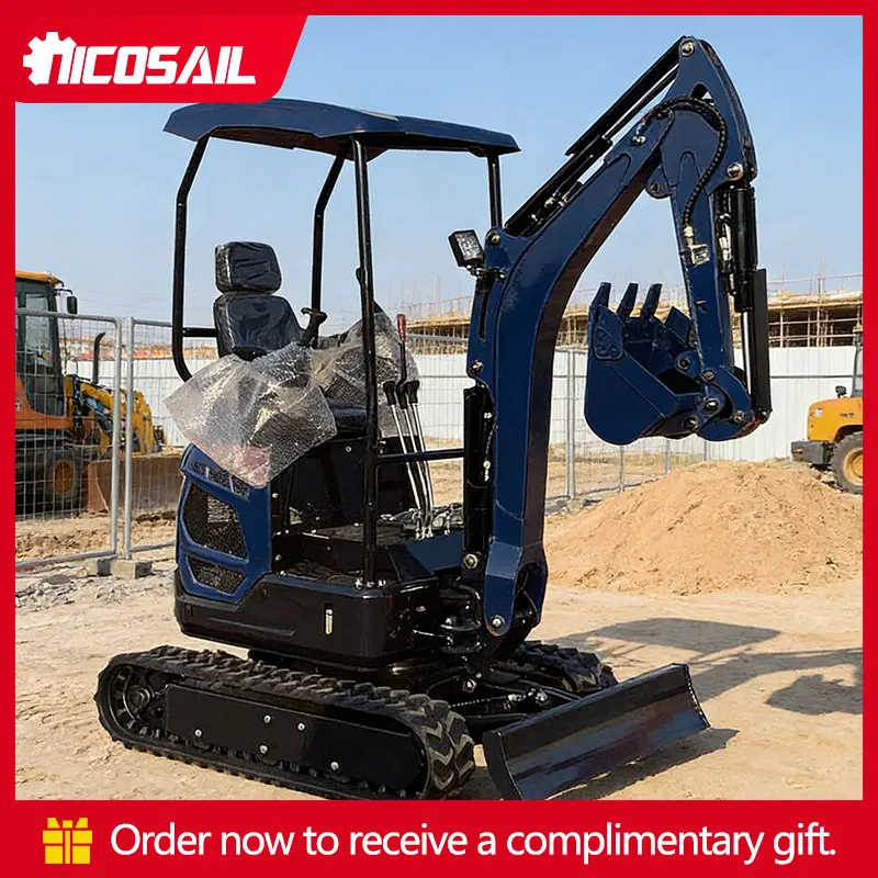 Compact Construction Mini Bagger Multi-Attachment Ready for Demolition Debris Cleanup & Concrete Breaking in Construction Sites