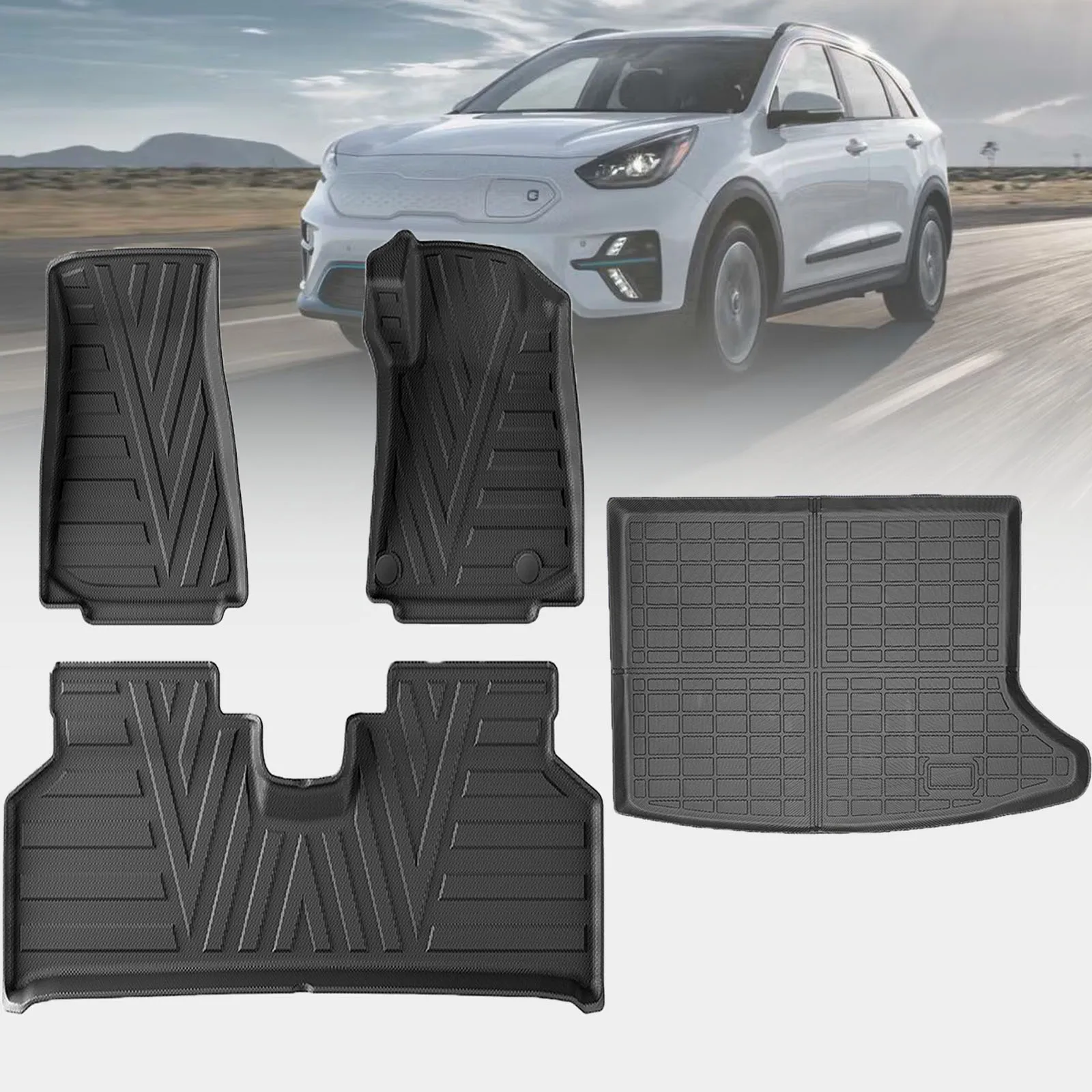 

for Kia Niro EV 2018-2022 Waterproof TPE Car Mats 3D Laser Scanning Perfect Fit Odorless Accessories Easy Clean