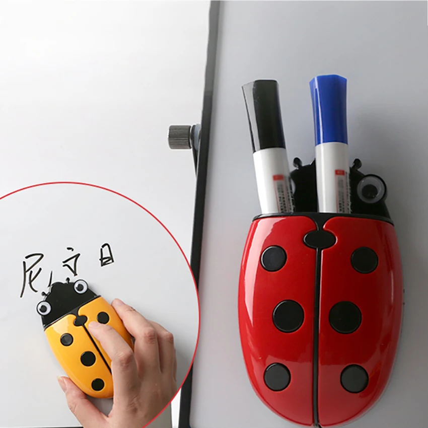 Ladybug Magnetic Pen Holders Dual-purpose Pen Holder Whiteboard Eraser Stationery Storage Box, Kitchen Bathroom Accessories