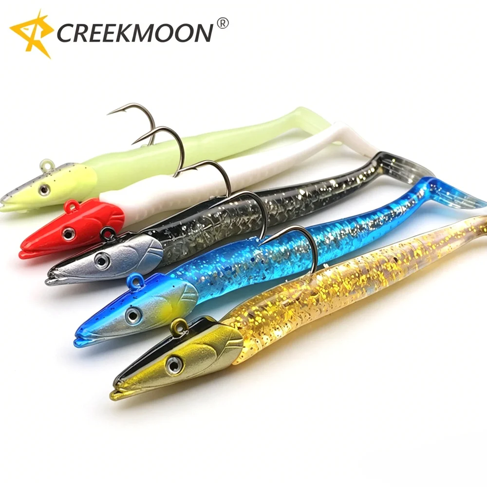 5er-Set Leuchtende Crazy Fish Soft Jigköpfe 10g 11cm Schwing-Swimbait T-Tail Köder für Weitwurf-Meeresangeln – Gewichts-Köder-Kit