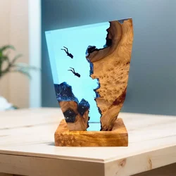 Creactive Art Decoration Lamp Seabed Exploration Organism Resin Table Light 2 Divers Resin Table Light Bedroom Office Desk Decor