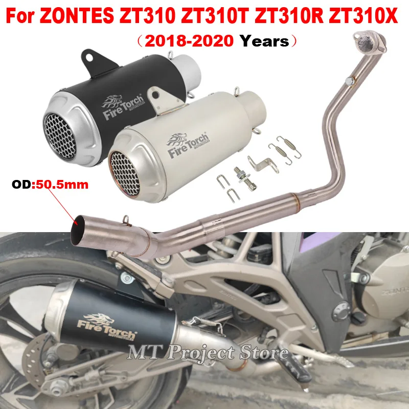 

Motorcycle Full Exhaust System Modify Front Link Tube With Escape Muffler Moto For ZONTES ZT310 ZT310T ZT310R ZT310X 2018 - 2020