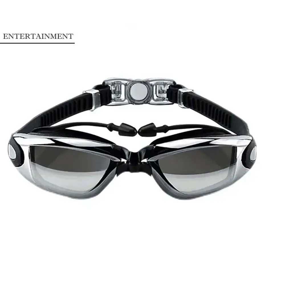 

Waterproof Myopia Swim Goggles Dazzling Colors Electroplating Swim Glasses with Earplugs Silicone HD Lens