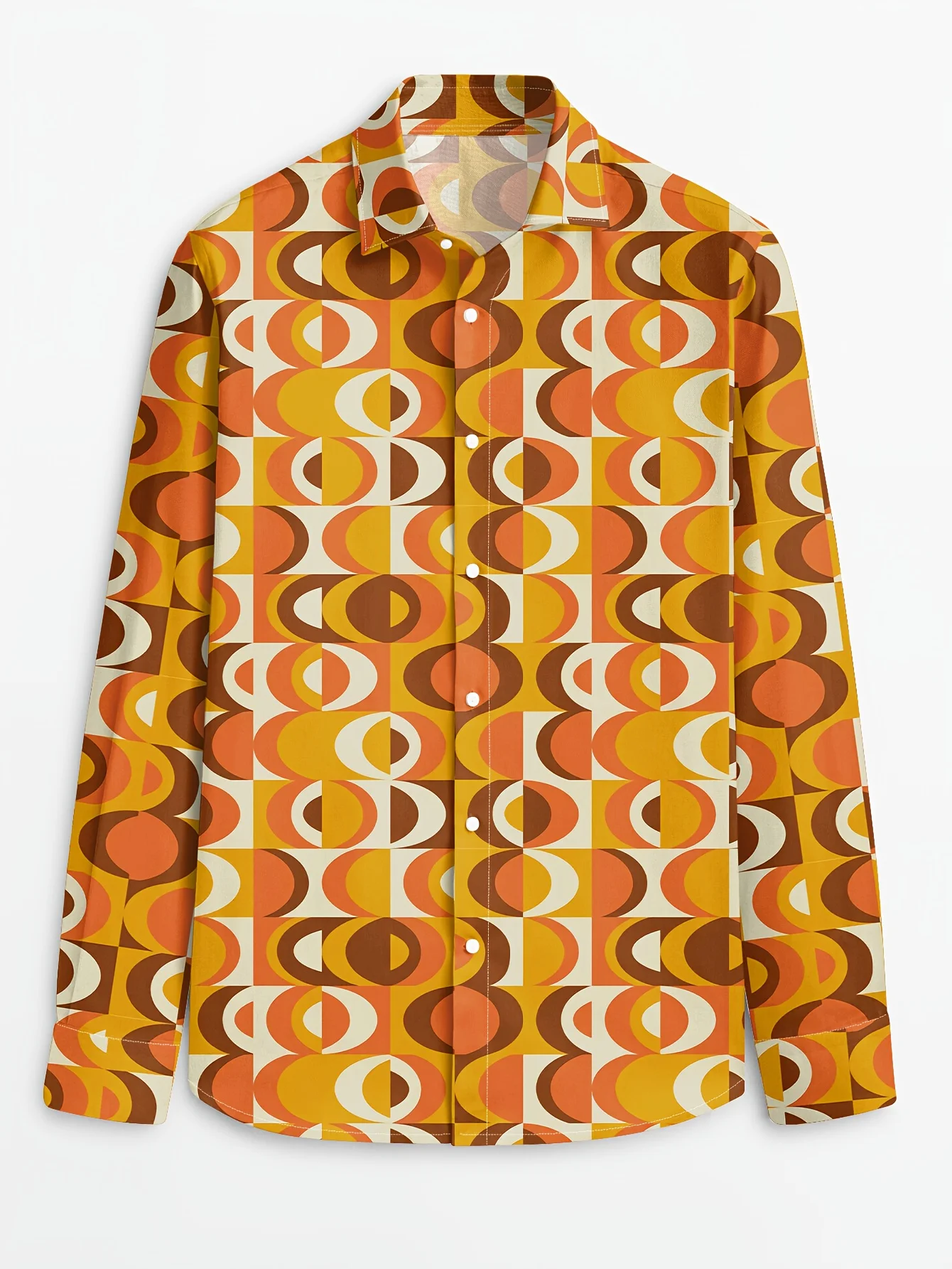 70s Theme Parties Men's 70s Disco Party Shirt - Retro Vintage Formal & Casual Button-Up Blouse with gradient, Machine Washable