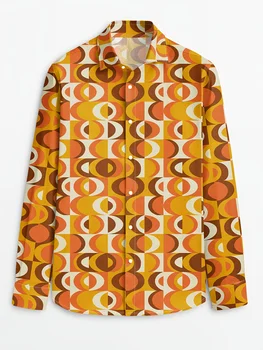 70s Theme Parties Men's 70s Disco Party Shirt - Retro Vintage Formal & Casual Button-Up Blouse with gradient, Machine Washable 2