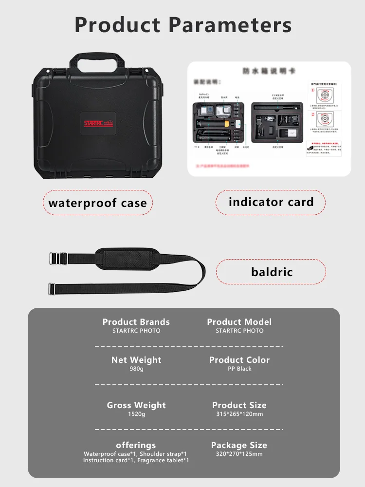 STARTRC Camera Accessories 2 Layers Portable Travel Hard Case For Gopro 13/12/11/10/9/8/7 Carrying Case Storage Waterproof Box